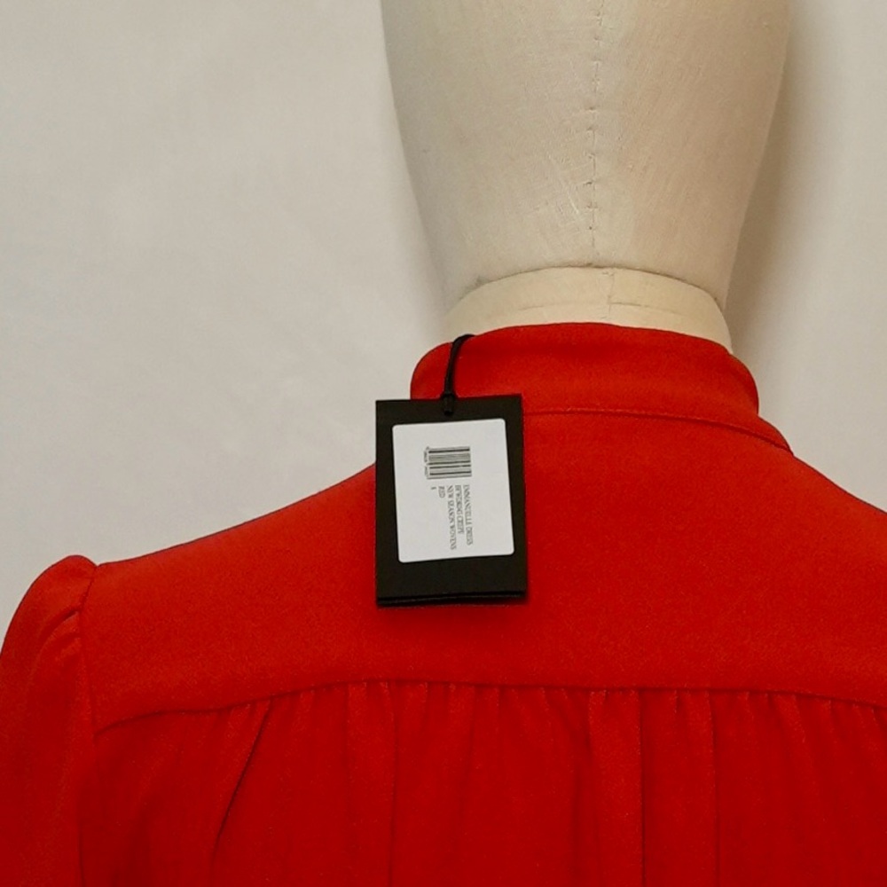 Belle Freud Red Long Sleeve Midi Dress - Elegant Button-Front - Picture 5 of 5